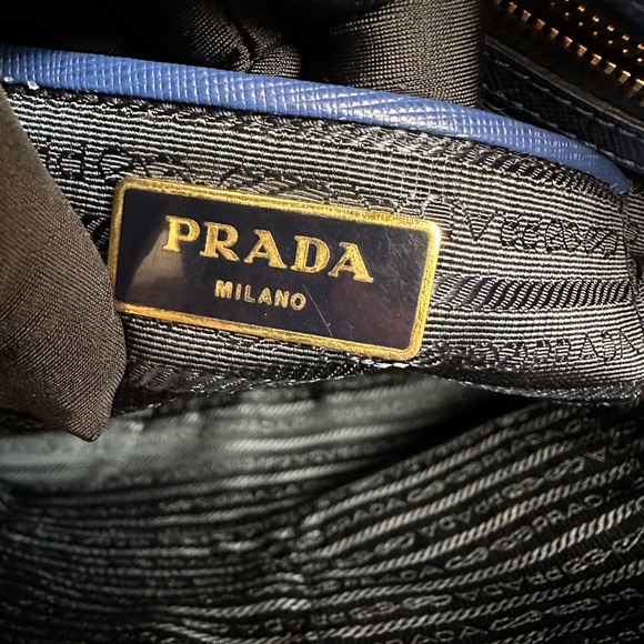 Prada Blue Leather Saffiano Lux Large Tote Satchel - Picture 14 of 15